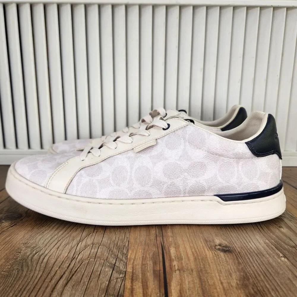 Coach Signature Low Sneakers Mens Sz 11.5 D White Leather Lifestyle Shoes CG999